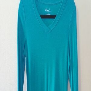 Kim Rogers 3/4 Sleeve V-neck T-shirt Blue Women's Size M